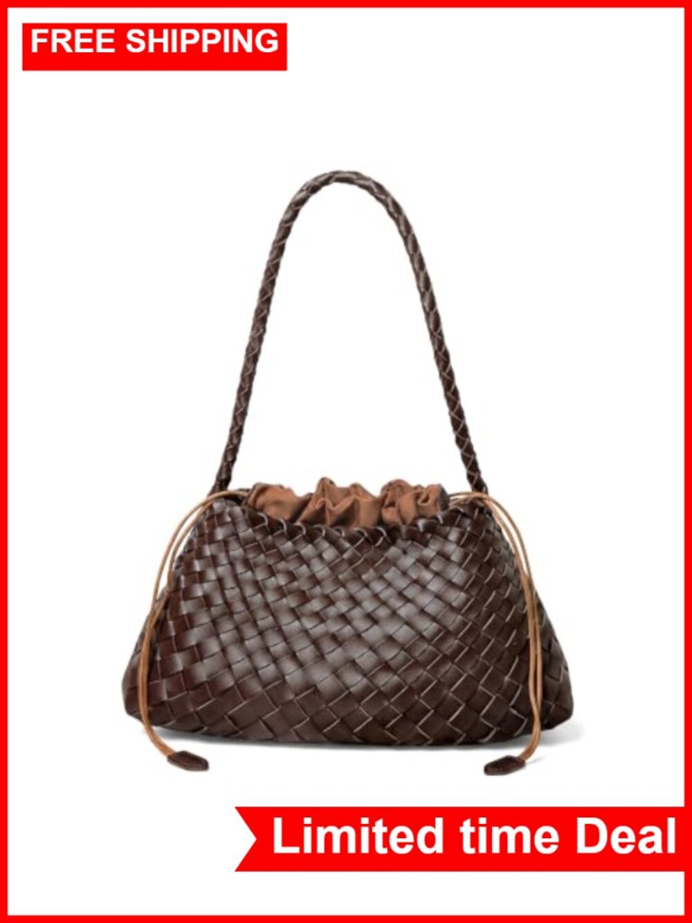 Woven Hobo Bag Shoulder Purse Tote Vegan Leather Handcrafted